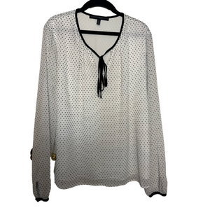 White House Black Market WHBM Black & White Polka Dot Top Size M Oversized